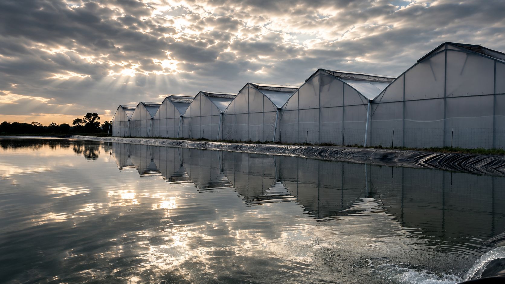 Greenhouses at dawn
