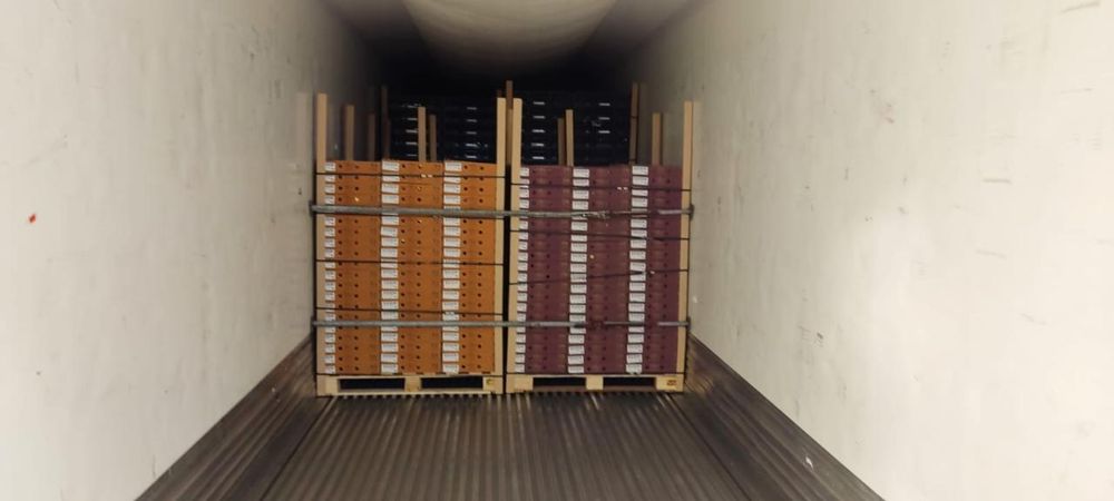 Pallets loaded in a refrigerated truck
