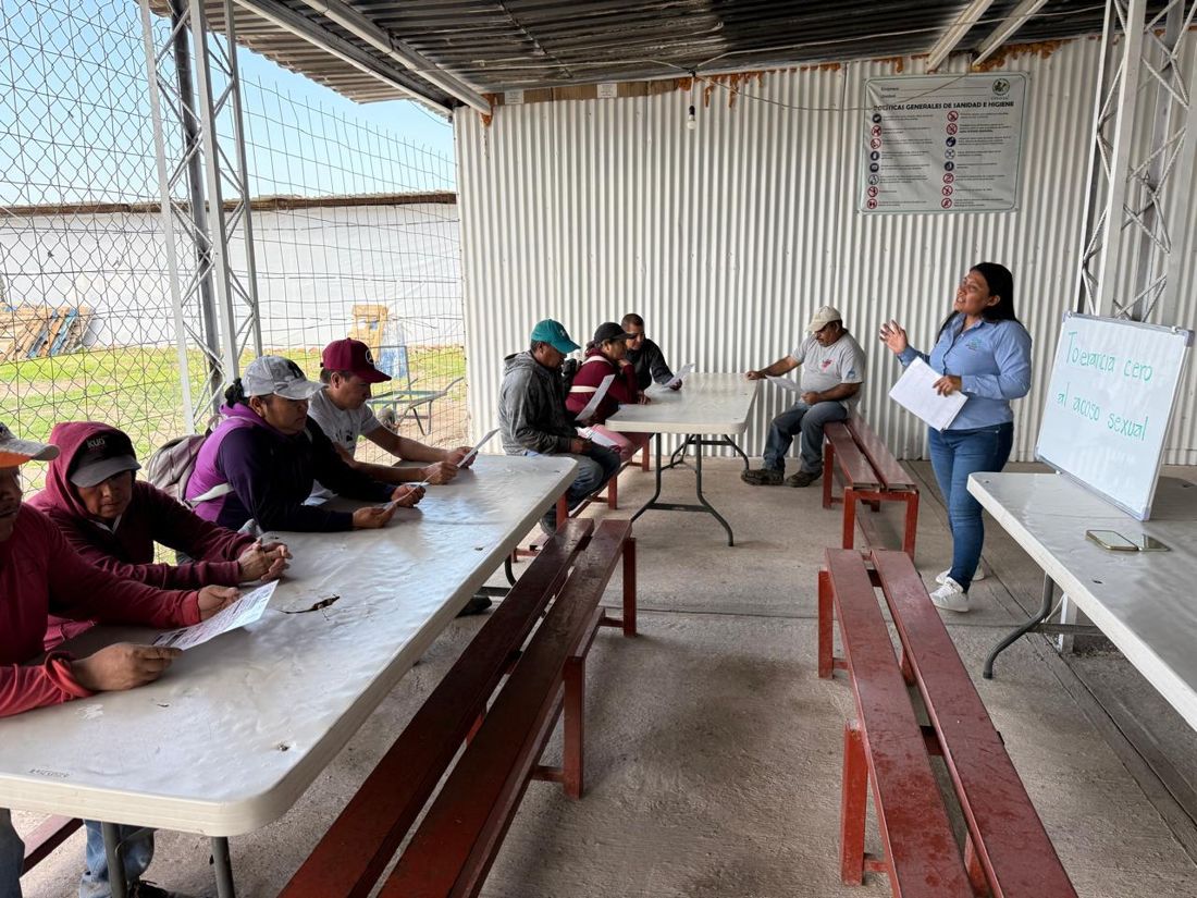 Villaz team members in a meeting at the farm